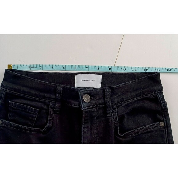 Current Elliott Womens Straight Denim Jeans Black High Waist Raw Hem Size 27 - Picture 10 of 13